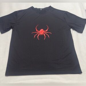 Black T-Shirt with Red Spider Design